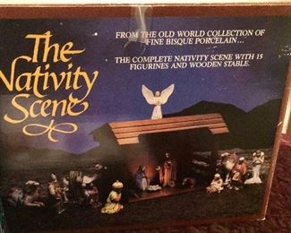 Lot 2527, $36.00. The Nativity Scene in Bisque Porcelain and star ornament