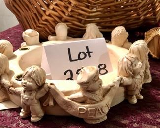 Lot 2528. $30.00. Covered Woven Basket, Abbey Advent candle Wreath, Wood Garland, 5 woven ornaments 20"w x 13"d x 17"h