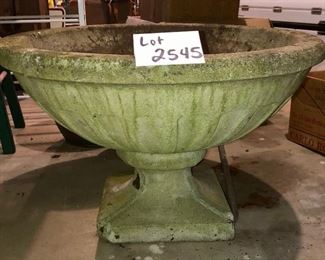 Lot 2545 $100.00 Cement Pedestal Planter, needs a power wash 27 diameter x 17"H