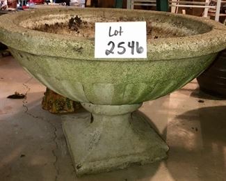 Lot 2546 $100.00 Cement Pedestal Planter, needs a power wash 27 dia x 17"h