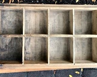 Lot 2549 $45.00 2 Vintage Printer Stamp Trays and 1 Mandelin Slicer Dicer with wall mount) and 1 Wood Sled.