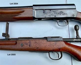 Lot 2554 $325.00 Vintage Remington Sportsman 12 Guage Shotgun Serial No.406786, Missing Cartridge Chamber Cover. Lot 2555 $350.00 WWII Japanese Arisaka Type 99 7.7 Rifle