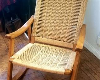 Rope chair/rocker, manner of Hans Wegner