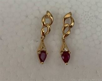14k Ruby and Diamond Earrings