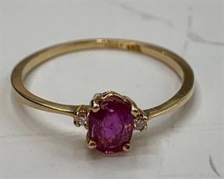 14k Diamond and Ruby Ring