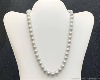 14k Gray Pearl Necklace 18in