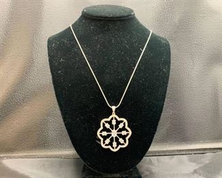 28in Sterling Necklace with Snowflake Pendant