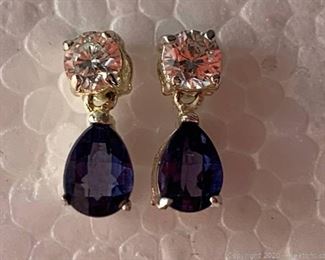 Sapphire and Sterling Drop Earrings