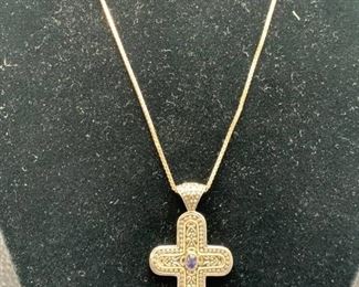 Reversible Sterling Cross Pendant and Necklace