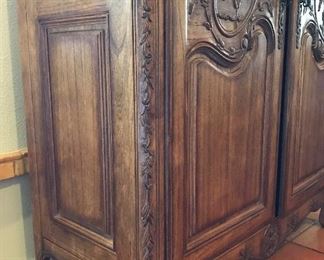 Heckmann Computer Workcenter, One Piece, Height Seven Feet Four Inches, Sides Height Six Feet Ten Inches, Width Four Feet, Depth Twenty-One and Five Inches, Pull Out Keyboard & Printer Shelf, Two Pocket Doors, One File Drawer, Adjustable Shelves, One Wrist Rest, Electrical Receptacle