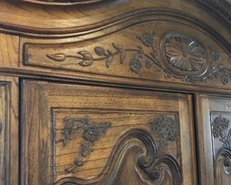 Heckmann Computer Workcenter, One Piece, Height Seven Feet Four Inches, Sides Height Six Feet Ten Inches, Width Four Feet, Depth Twenty-One and Five Inches, Pull Out Keyboard & Printer Shelf, Two Pocket Doors, One File Drawer, Adjustable Shelves, One Wrist Rest, Electrical Receptacle