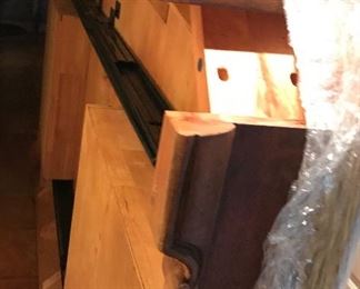 Heckman Dining Table with Two Silver Drawers, Two Extensions (each measures 20" wide), Two Arm/Captain's Chairs, and Six Side Chairs.  Width of the Table is Four Feet, Length of Table without Extensions Six Feet Five Inches, Length of Table with Leaves/Extensions is Ten Feet