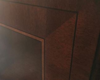 Heckman Dining Table with Two Silver Drawers, Two Extensions (each measures 20" wide), Two Arm/Captain's Chairs, and Six Side Chairs.  Width of the Table is Four Feet, Length of Table without Extensions Six Feet Five Inches, Length of Table with Leaves/Extensions is Ten Feet