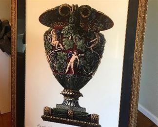 Framed Print of an Urn "Vado Antico di Marmo Painte et Del Harveste Gran depicta Angelica Assistanci 