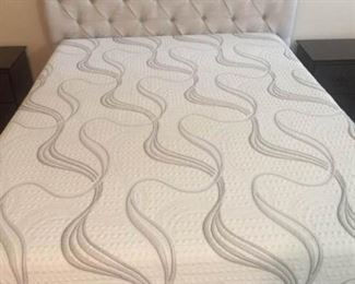 Beautiful Queen Bed with Fabric Headboard