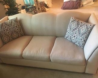 Light Beige Sofa With Decorative Pillows
