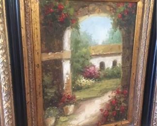 Signed European Garden Painting