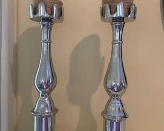 Tall Silver Candlesticks and Candles