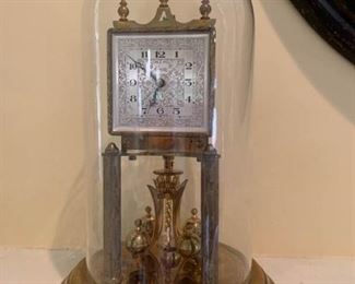 Vintage Glass Globe Brass Mantle Clock