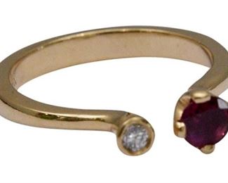 14K Gold ,Ruby and Diamond Ring
