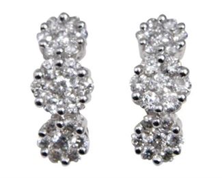 14K White Gold and Diamond Earrings