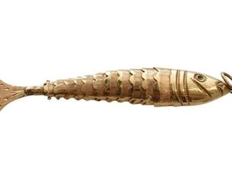 18K Yellow Gold Articulated Fish Pendant