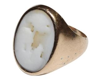 Antique 10K and Shell Cameo Ring