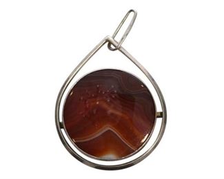 Artisan Agate and Sterling Silver Pendant Monogrammed JR