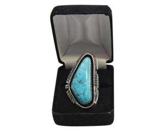 Austin Garcia Fine Turquoise and Sterling Native American Ring