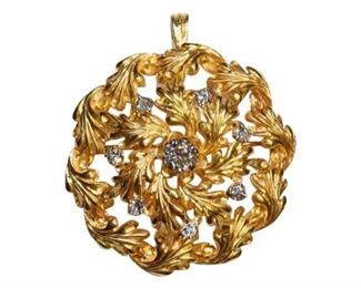 Diamond and 14K Floral Form Dress Pin