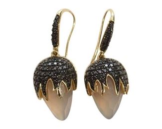 Ladies 14 K White Gold and Quartz Crystal Earrings