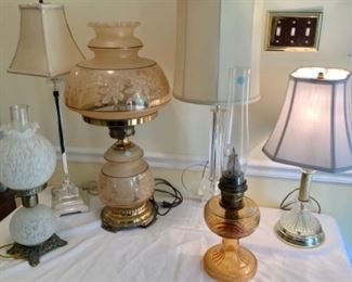 Vintage Hurricane Lamp and misc lighting 