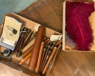 Sewing related items and cool old feathers 