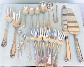 Assortment of Sterling Silver forks, knives, spoons and misc . 27 pc total 