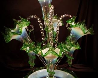 Antique Victorian Art Glass Epergne