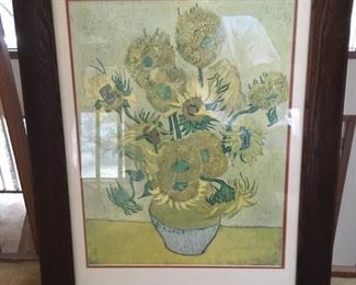 Van Gogh Lithograph Framed Print, Sunflowers, $39