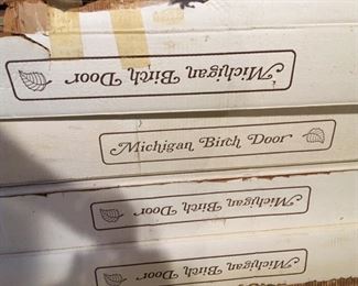 Brand new (old stock) contemporary closet 2-panel folding doors, Birch. Never Used. Some are lighter stain, some are darker some are unstained. See specs in description.