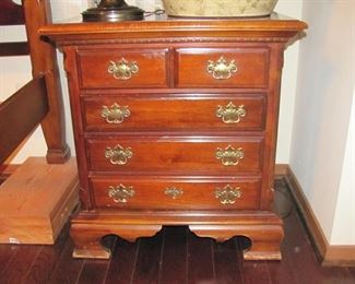 Lexington Night Stand, Cherry Chippendale with glass top protector, $275 each (missing glass top)- Sold as set