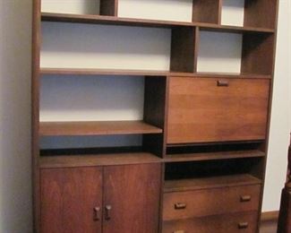 Gorgeous Mid-Century Walnut Floating Room Divider Bookcase, Near Mint, $1599