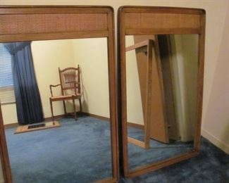 Pair of Vtg. Wood Mirrors with Fine Wicker Trim, $65 ea.
