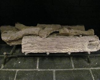 Pyromaster Gas Log Set Shown in Fireplace, Display Only, Never Used $75