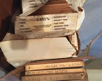 More examples of birch doors. We have 1 box set of unfinished, 2 box sets of chestnut color, 1 set of dark brown, $150 per bi-fold.