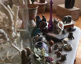 Shells, pottery, glass, 
