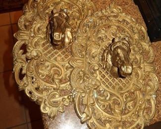Brass horse sconces