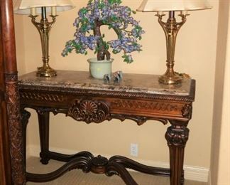 Marble top console table - there are two of them