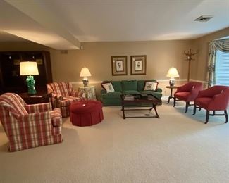 LOWER LEVEL SEATING AREA - THE GREEN SOFA IS NOT FOR SALE 