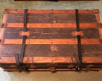 Henry Likly & Co. flat top steamer trunk. Rochester, New York  Circa late 1880s. Cedar lined.