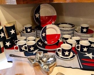 Totally Today Texas Lone Star Flag Dinnerware.  Service for 12 in "like brand new" condition.  