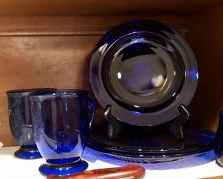 Dinner for two in cobalt blue. Dinner Plates, Salad Plates, and Cups