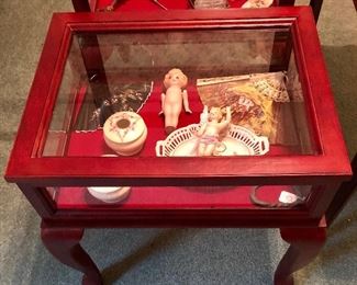 One of 2 mahogany glass top display pieces